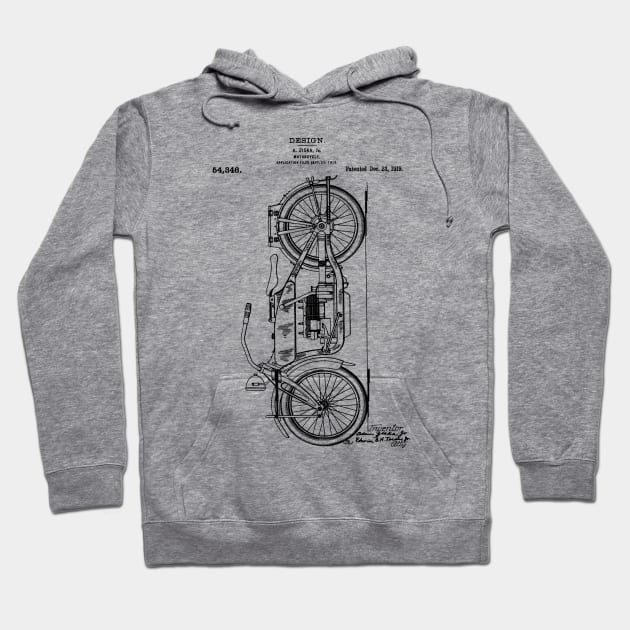 Motorcycle Patent Drawing 1919 Hoodie by Joodls